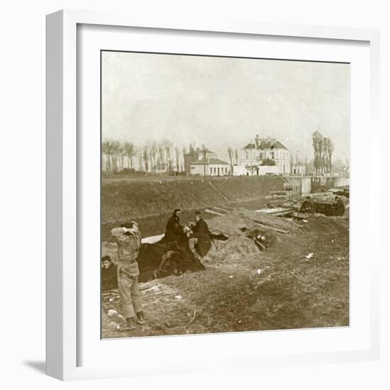 Belgian look-out, Yser, Flanders, Belgium, c1914-c1918-Unknown-Framed Photographic Print