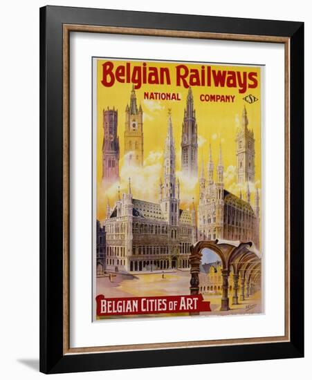 Belgian Railways - Belgian Cities of Art Poster-S. Rader-Framed Giclee Print