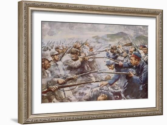 Belgians Repelling a Fierce German Attack at Liege-Arthur C. Michael-Framed Giclee Print