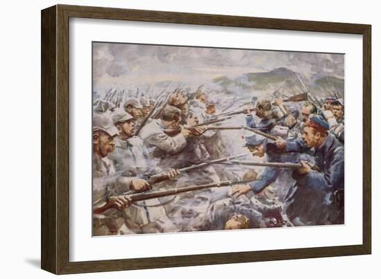 Belgians Repelling a Fierce German Attack at Liege-Arthur C. Michael-Framed Giclee Print