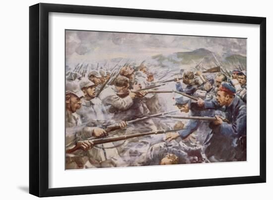 Belgians Repelling a Fierce German Attack at Liege-Arthur C. Michael-Framed Giclee Print