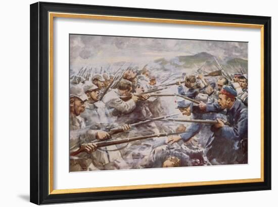 Belgians Repelling a Fierce German Attack at Liege-Arthur C. Michael-Framed Giclee Print