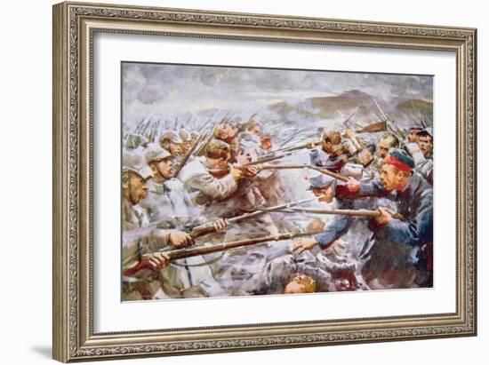 Belgians Repelling Germans at Liège, 1914-Arthur C. Michael-Framed Giclee Print