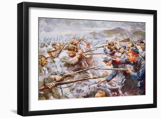 Belgians Repelling Germans at Liège, 1914-Arthur C. Michael-Framed Giclee Print