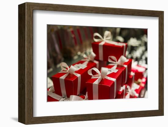 Belgium, Bruges. Gift shop, wrapped presents-Walter Bibikow-Framed Photographic Print