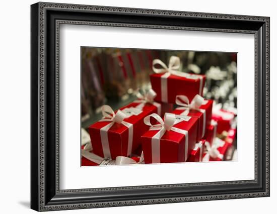 Belgium, Bruges. Gift shop, wrapped presents-Walter Bibikow-Framed Photographic Print