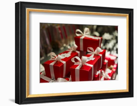 Belgium, Bruges. Gift shop, wrapped presents-Walter Bibikow-Framed Photographic Print