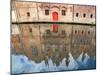 Belgium, Bruges. Reflections of medieval buildings along canal.-Julie Eggers-Mounted Photographic Print