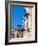 Belgium, Brugge. A stone statue on the cornerstone of a building.-Julie Eggers-Framed Photographic Print