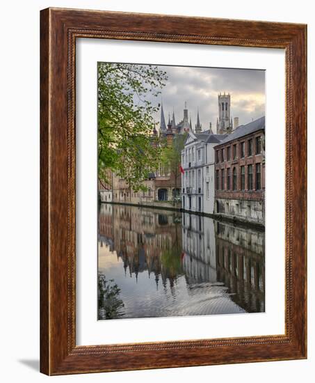 Belgium, Brugge, West Flanders, Canal Scene with homes and Bridge-Terry Eggers-Framed Photographic Print