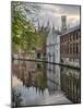 Belgium, Brugge, West Flanders, Canal Scene with homes and Bridge-Terry Eggers-Mounted Photographic Print