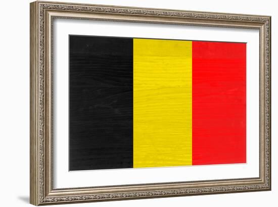 Belgium Flag Design with Wood Patterning - Flags of the World Series-Philippe Hugonnard-Framed Art Print