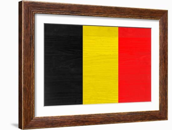 Belgium Flag Design with Wood Patterning - Flags of the World Series-Philippe Hugonnard-Framed Art Print