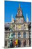 Belgium, Flanders, Antwerp (Antwerpen). Stadhuis city hall and statue of Silvius Brabo on Grote Mar-Jason Langley-Mounted Photographic Print