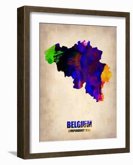 Belgium Watercolor Map-NaxArt-Framed Art Print