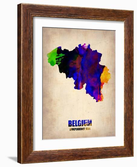 Belgium Watercolor Map-NaxArt-Framed Art Print