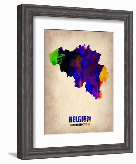 Belgium Watercolor Map-NaxArt-Framed Art Print