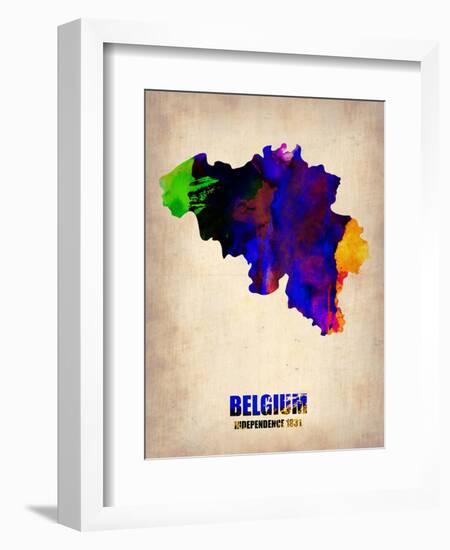 Belgium Watercolor Map-NaxArt-Framed Art Print