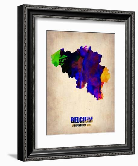 Belgium Watercolor Map-NaxArt-Framed Art Print