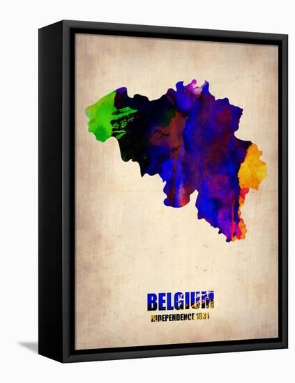 Belgium Watercolor Map-NaxArt-Framed Stretched Canvas