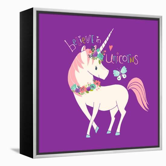 Believe in Unicorns-Heather Rosas-Framed Stretched Canvas