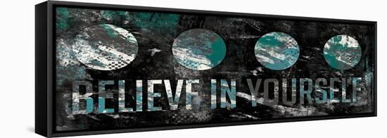 Believe In Yourself Teal-Jace Grey-Framed Stretched Canvas