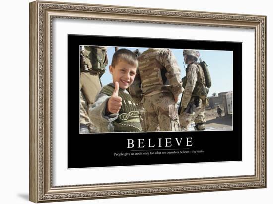 Believe: Inspirational Quote and Motivational Poster-null-Framed Premium Photographic Print