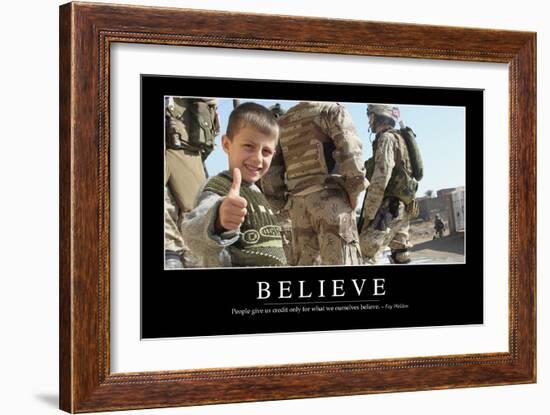 Believe: Inspirational Quote and Motivational Poster-null-Framed Premium Photographic Print