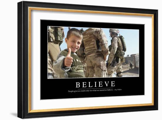 Believe: Inspirational Quote and Motivational Poster-null-Framed Premium Photographic Print