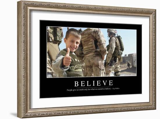 Believe: Inspirational Quote and Motivational Poster-null-Framed Photographic Print