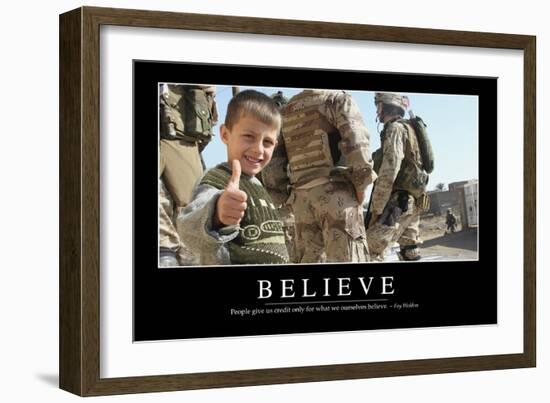 Believe: Inspirational Quote and Motivational Poster-null-Framed Photographic Print