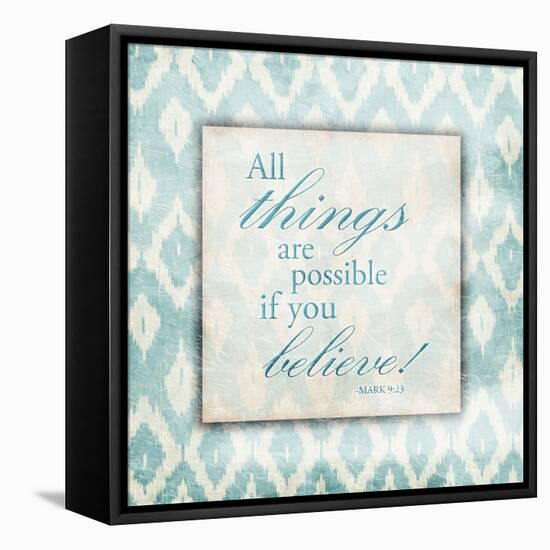 Believe Light Blue-Jace Grey-Framed Stretched Canvas