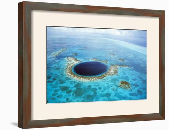 Belize Aerial of Belize Blue Hole-null-Framed Photographic Print
