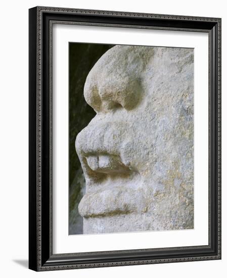 Belize, Lamanai, Mask Temple, 13 Ft. Mask of a Man in a Crocodile Headdress-Jane Sweeney-Framed Photographic Print