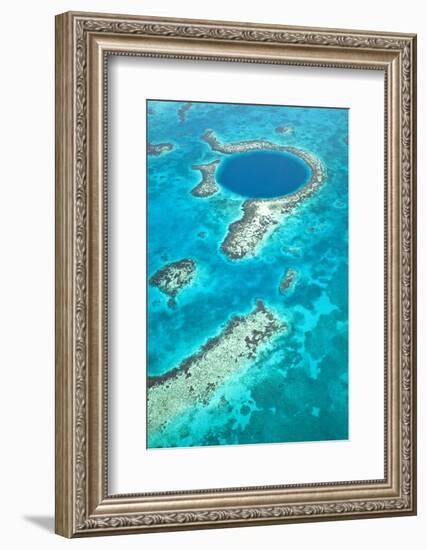 Belize, Lighthouse Atoll, the Great Blue Hole,-Alex Robinson-Framed Photographic Print