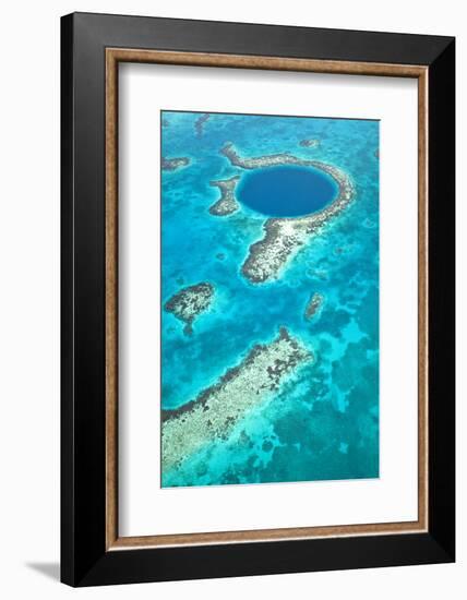 Belize, Lighthouse Atoll, the Great Blue Hole,-Alex Robinson-Framed Photographic Print