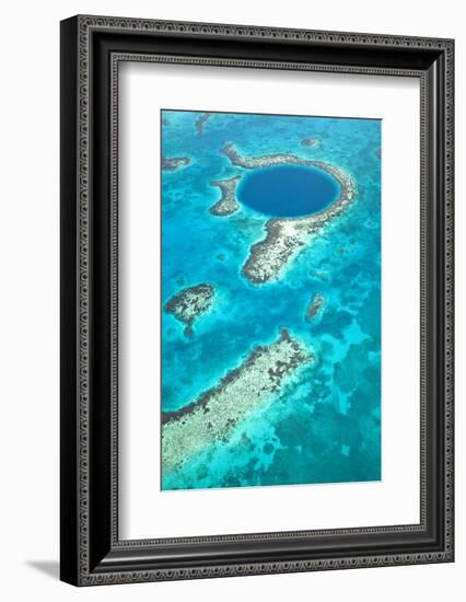 Belize, Lighthouse Atoll, the Great Blue Hole,-Alex Robinson-Framed Photographic Print