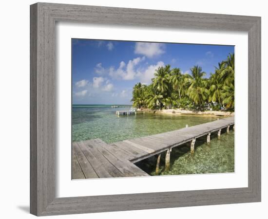 Belize, Tobaco Caye, Pier and Beach-Jane Sweeney-Framed Photographic Print