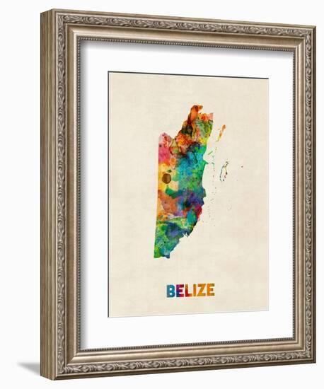Belize Watercolor Map-Michael Tompsett-Framed Art Print