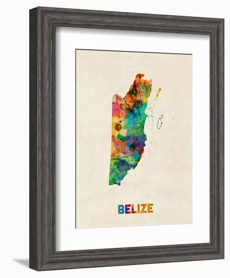 Belize Watercolor Map-Michael Tompsett-Framed Art Print