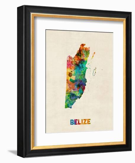 Belize Watercolor Map-Michael Tompsett-Framed Art Print