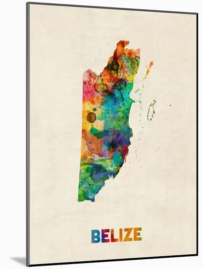Belize Watercolor Map-Michael Tompsett-Mounted Art Print