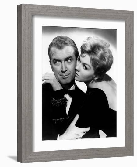 BELL, BOOK AND CANDLE, 1958 directed by RICHARD QUINE James Stewart and Kim Novak (b/w photo)-null-Framed Photo