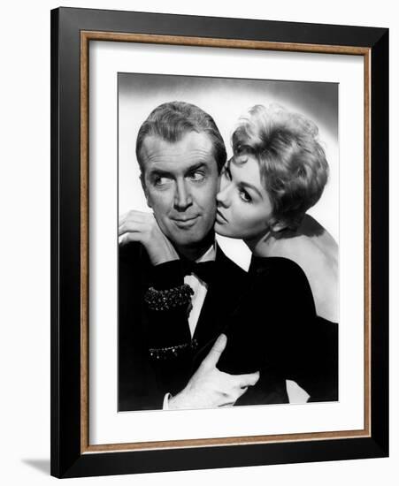 BELL, BOOK AND CANDLE, 1958 directed by RICHARD QUINE James Stewart and Kim Novak (b/w photo)-null-Framed Photo