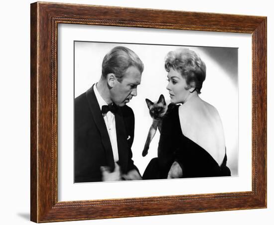 BELL, BOOK AND CANDLE, 1958 directed by RICHARD QUINE James Stewart and Kim Novak (b/w photo)-null-Framed Photo