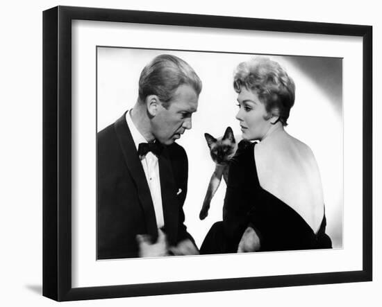 BELL, BOOK AND CANDLE, 1958 directed by RICHARD QUINE James Stewart and Kim Novak (b/w photo)-null-Framed Photo