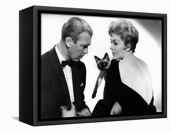 BELL, BOOK AND CANDLE, 1958 directed by RICHARD QUINE James Stewart and Kim Novak (b/w photo)-null-Framed Stretched Canvas