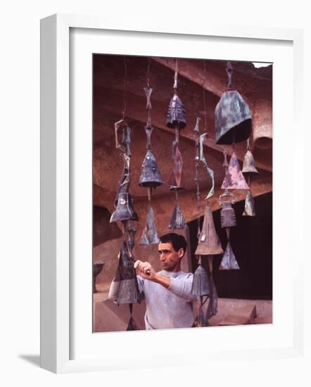 Bell Maker Paolo Soleri in His Workshop at Scottsdale, Az-Nina Leen-Framed Photographic Print