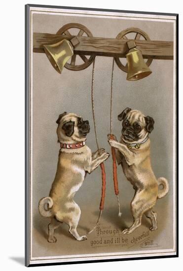 Bell Ringing Pug Dogs-null-Mounted Photographic Print