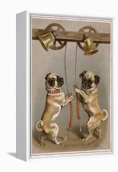 Bell Ringing Pug Dogs-null-Framed Premier Image Canvas